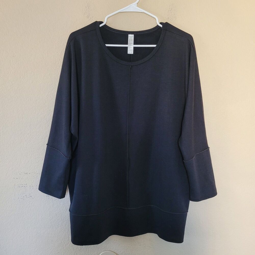 Spanx Perfect Length Dolman 3/4 Sleeve Soft Pullover Top Sweatshirt Black Xlarge - Picture 1 of 8